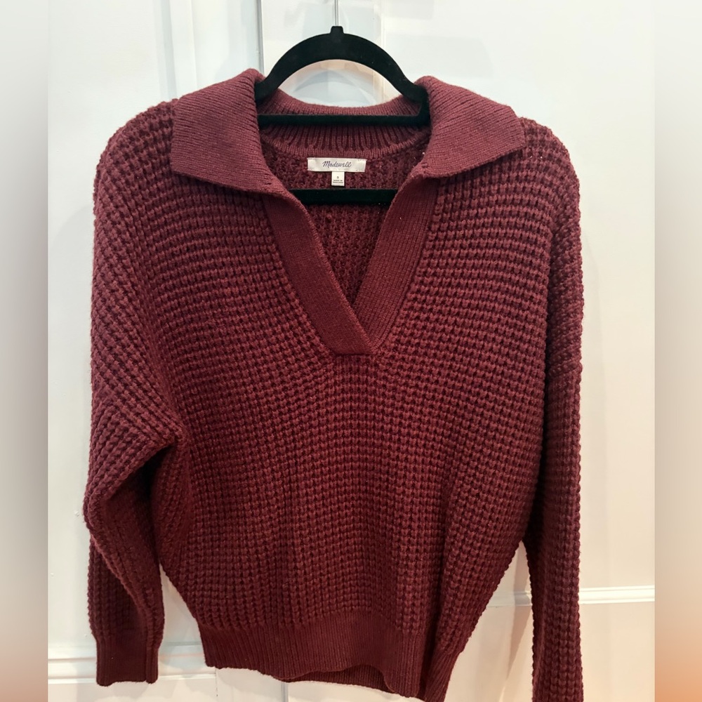 Madewell Deep Red V-Neck Sweater